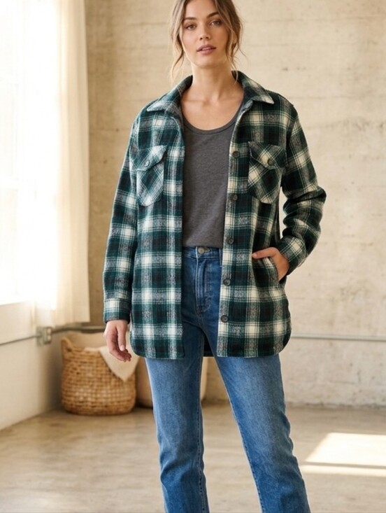 Thread & Supply Jackets & Blazers - Thread & Supply Shacket James Shirt Jacket hunter green plaid XS Excellent